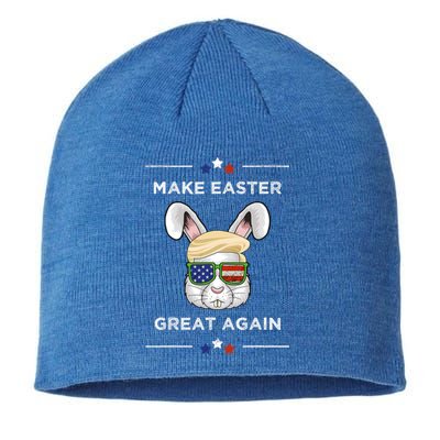 Make Easter Great Again Funny Trump Bunny Gift Usa Flag Gift Sustainable Beanie