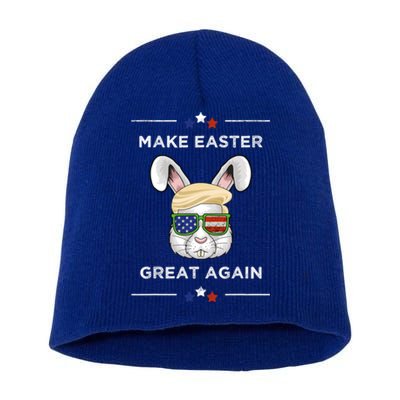 Make Easter Great Again Funny Trump Bunny Gift Usa Flag Gift Short Acrylic Beanie