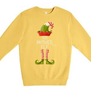 Mother Elf Group Family Elves Christmas Pajama Matching Gift Premium Crewneck Sweatshirt