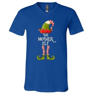 Mother Elf Group Family Elves Christmas Pajama Matching Gift V-Neck T-Shirt