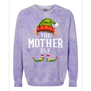 Mother Elf Group Funny Christmas Pajama Party Gift Colorblast Crewneck Sweatshirt