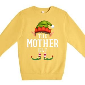 Mother Elf Group Funny Christmas Pajama Party Gift Premium Crewneck Sweatshirt