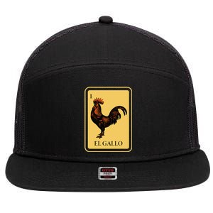 Mexican El Gallo Bingo Card Game Traditional Rooster 7 Panel Mesh Trucker Snapback Hat