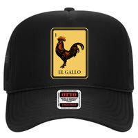 Mexican El Gallo Bingo Card Game Traditional Rooster High Crown Mesh Back Trucker Hat