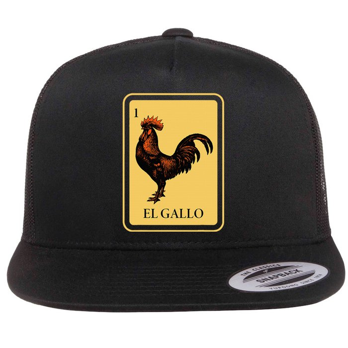 Mexican El Gallo Bingo Card Game Traditional Rooster Flat Bill Trucker Hat