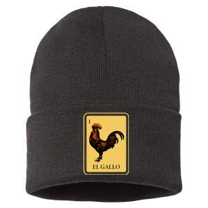 Mexican El Gallo Bingo Card Game Traditional Rooster Sustainable Knit Beanie