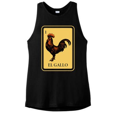 Mexican El Gallo Bingo Card Game Traditional Rooster Ladies PosiCharge Tri-Blend Wicking Tank