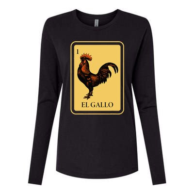 Mexican El Gallo Bingo Card Game Traditional Rooster Womens Cotton Relaxed Long Sleeve T-Shirt