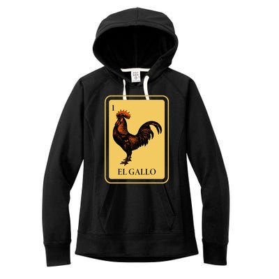 Mexican El Gallo Bingo Card Game Traditional Rooster Women's Fleece Hoodie