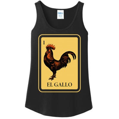 Mexican El Gallo Bingo Card Game Traditional Rooster Ladies Essential Tank