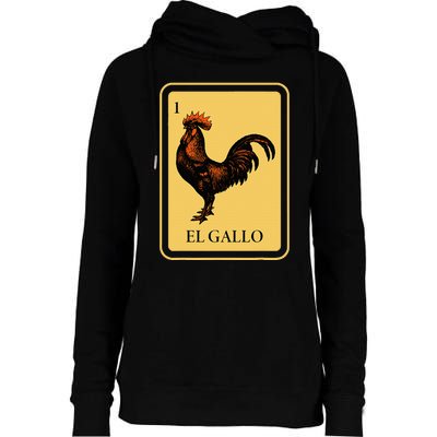 Mexican El Gallo Bingo Card Game Traditional Rooster Womens Funnel Neck Pullover Hood