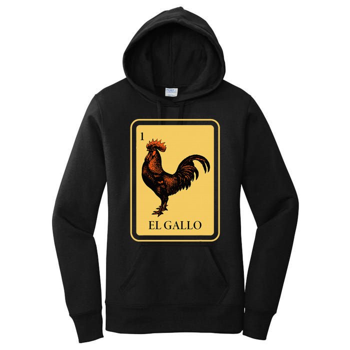 Mexican El Gallo Bingo Card Game Traditional Rooster Women's Pullover Hoodie