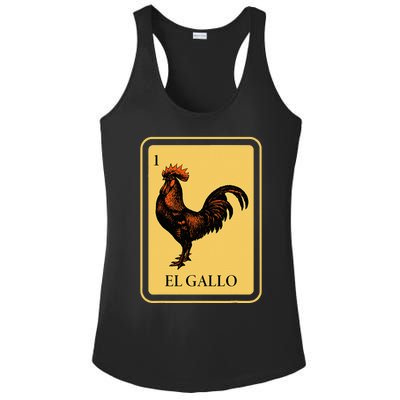 Mexican El Gallo Bingo Card Game Traditional Rooster Ladies PosiCharge Competitor Racerback Tank