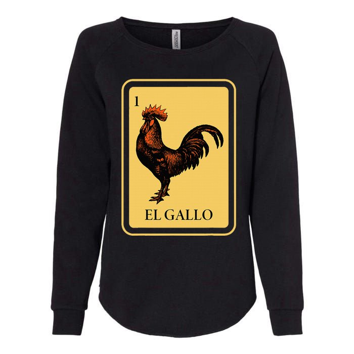 Mexican El Gallo Bingo Card Game Traditional Rooster Womens California Wash Sweatshirt