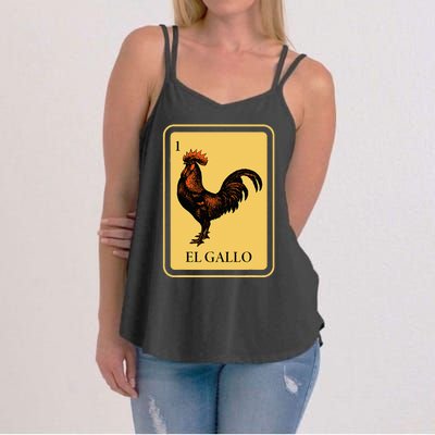 Mexican El Gallo Bingo Card Game Traditional Rooster Women's Strappy Tank