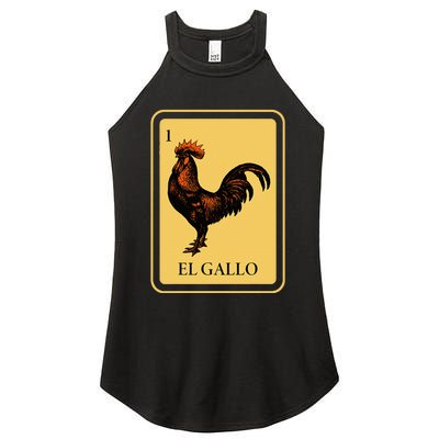 Mexican El Gallo Bingo Card Game Traditional Rooster Women's Perfect Tri Rocker Tank