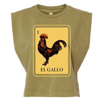 Mexican El Gallo Bingo Card Game Traditional Rooster Garment-Dyed Women's Muscle Tee