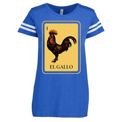 Mexican El Gallo Bingo Card Game Traditional Rooster Enza Ladies Jersey Football T-Shirt