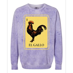 Mexican El Gallo Bingo Card Game Traditional Rooster Colorblast Crewneck Sweatshirt