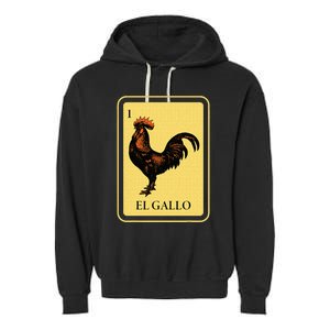 Mexican El Gallo Bingo Card Game Traditional Rooster Garment-Dyed Fleece Hoodie