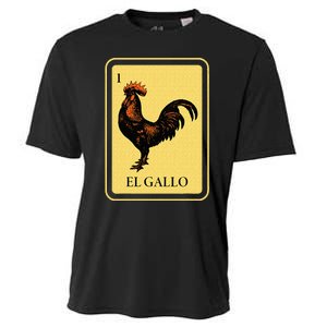 Mexican El Gallo Bingo Card Game Traditional Rooster Cooling Performance Crew T-Shirt