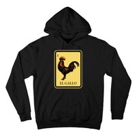 Mexican El Gallo Bingo Card Game Traditional Rooster Hoodie