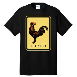 Mexican El Gallo Bingo Card Game Traditional Rooster Tall T-Shirt