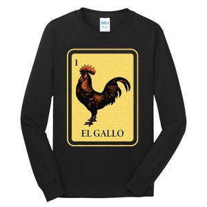 Mexican El Gallo Bingo Card Game Traditional Rooster Tall Long Sleeve T-Shirt