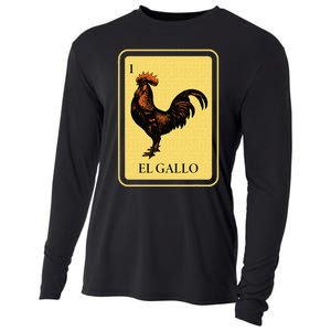 Mexican El Gallo Bingo Card Game Traditional Rooster Cooling Performance Long Sleeve Crew