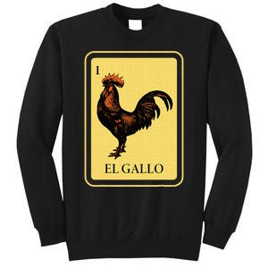 Mexican El Gallo Bingo Card Game Traditional Rooster Tall Sweatshirt