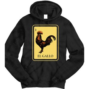 Mexican El Gallo Bingo Card Game Traditional Rooster Tie Dye Hoodie