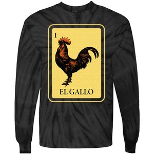 Mexican El Gallo Bingo Card Game Traditional Rooster Tie-Dye Long Sleeve Shirt