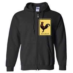 Mexican El Gallo Bingo Card Game Traditional Rooster Full Zip Hoodie