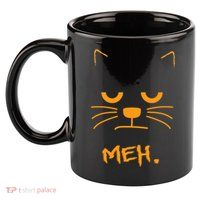 Meh. Angry Cat 11oz C Handle Ceramic Mug