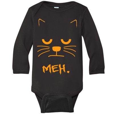 Meh. Angry Cat Baby Long Sleeve Bodysuit