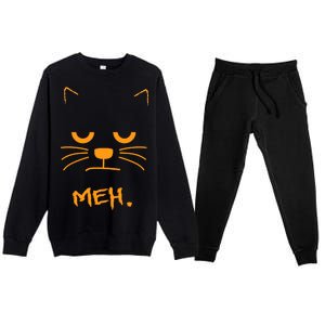 Meh. Angry Cat Premium Crewneck Sweatsuit Set