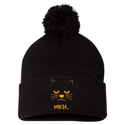 Meh. Angry Cat Pom Pom 12in Knit Beanie