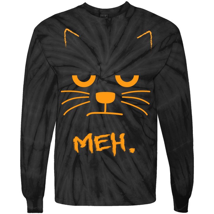 Meh. Angry Cat Tie-Dye Long Sleeve Shirt