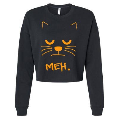 Meh. Angry Cat Cropped Pullover Crew