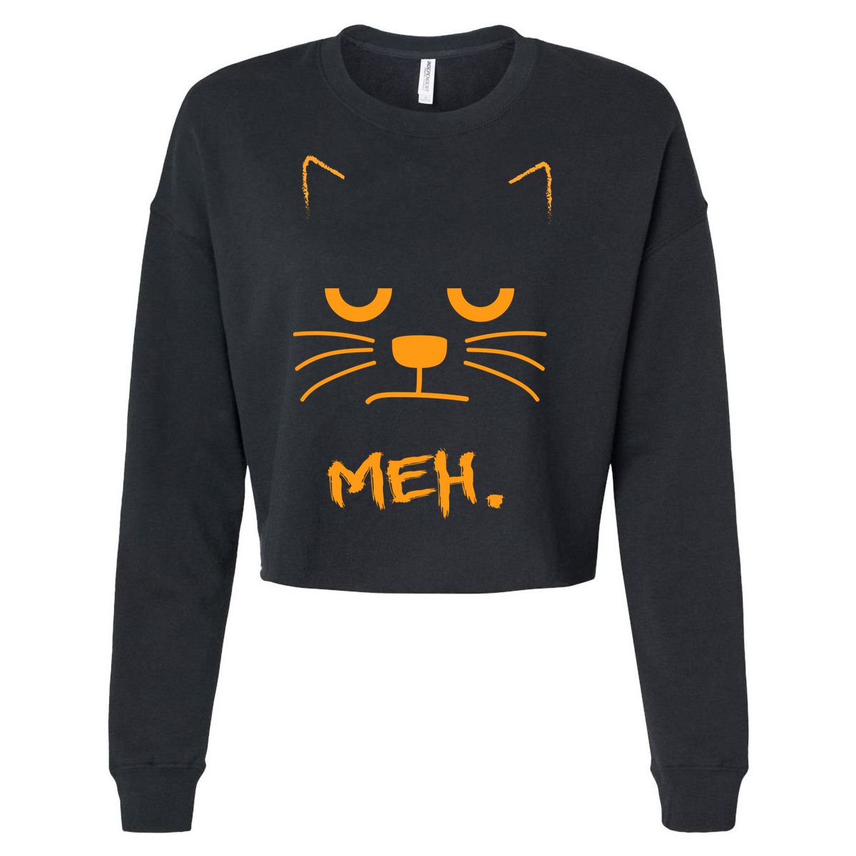 Meh. Angry Cat Cropped Pullover Crew