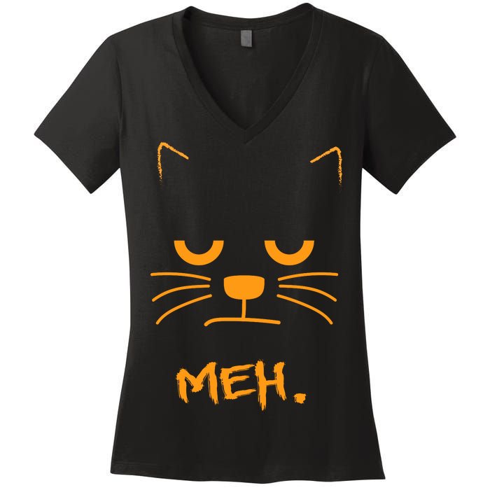 Meh. Angry Cat Women's V-Neck T-Shirt