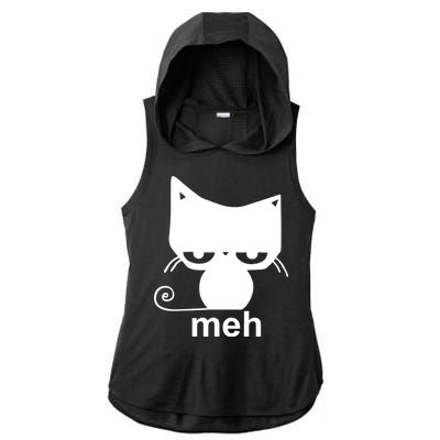 Meh Cat Funny Meme Ladies PosiCharge Tri-Blend Wicking Draft Hoodie Tank