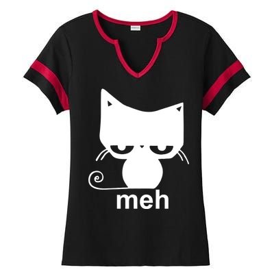 Meh Cat Funny Meme Ladies Halftime Notch Neck Tee