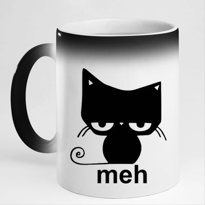 Meh Cat Funny Meme 11oz Black Color Changing Mug