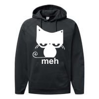 Meh Cat Funny Meme Performance Fleece Hoodie