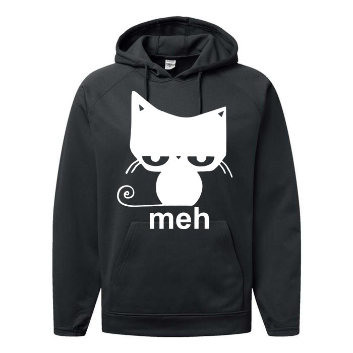 Meh Cat Funny Meme Performance Fleece Hoodie