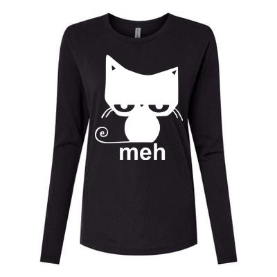 Meh Cat Funny Meme Womens Cotton Relaxed Long Sleeve T-Shirt