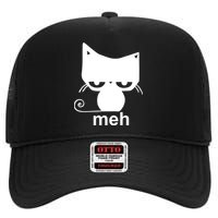 Meh Cat Funny Meme High Crown Mesh Back Trucker Hat