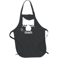 Meh Cat Funny Meme Full-Length Apron With Pockets