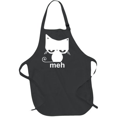 Meh Cat Funny Meme Full-Length Apron With Pockets